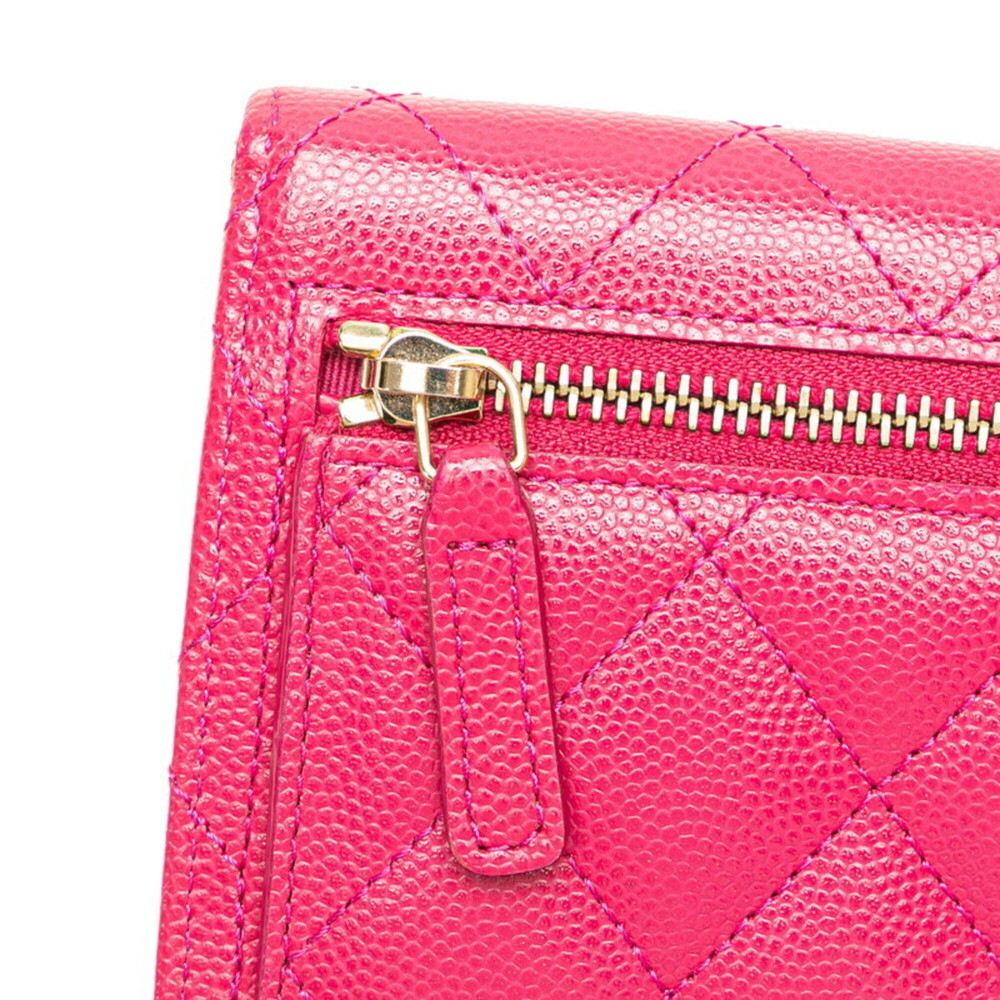 CHANEL Pink Caviar Leather Logo Wallet - Picture 6 of 13